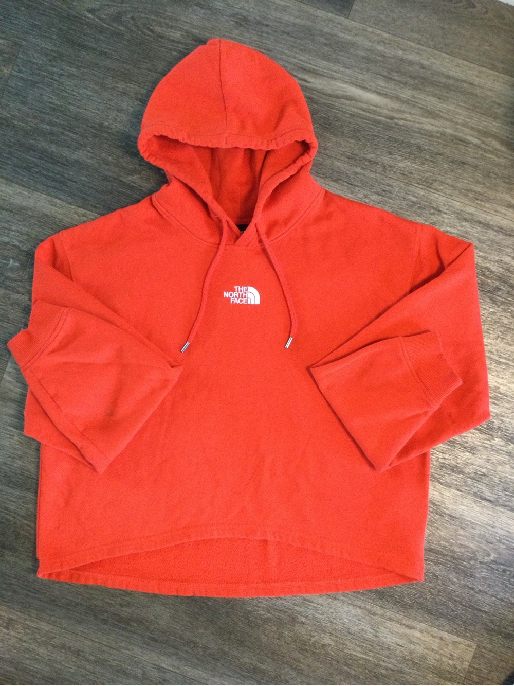 The North Face Crop Top Orange Hooded Sweatshirt
